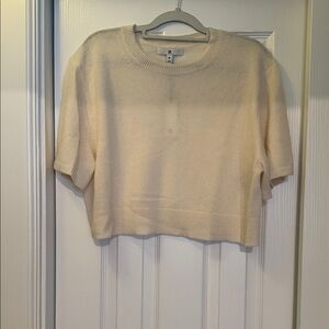 NWT Banana Republic Ivory Crew Neck Cropped Sweater 100% Cashmere